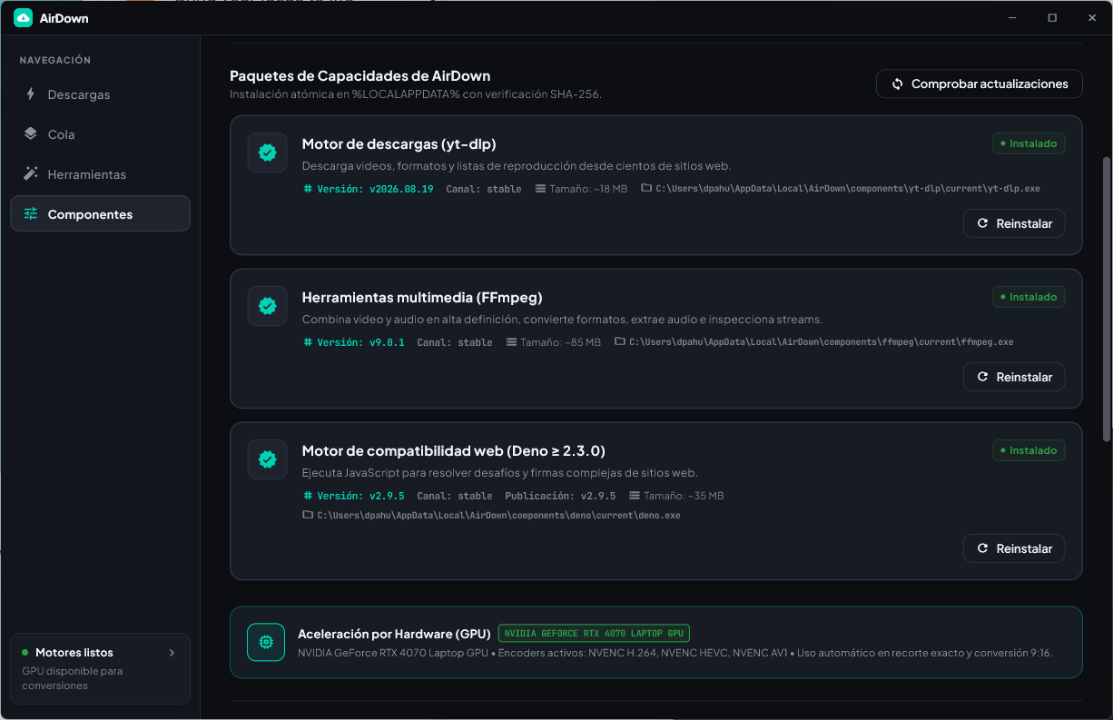 Componentes de AirDown